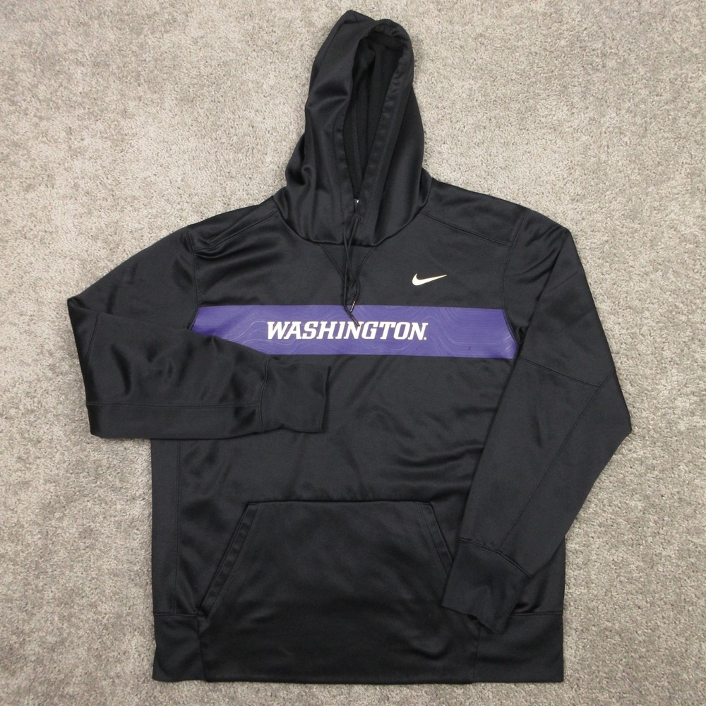 Washington Huskies Sweater Mens Large Black Hoodie Sweatshirt Nike‎ Activewear
